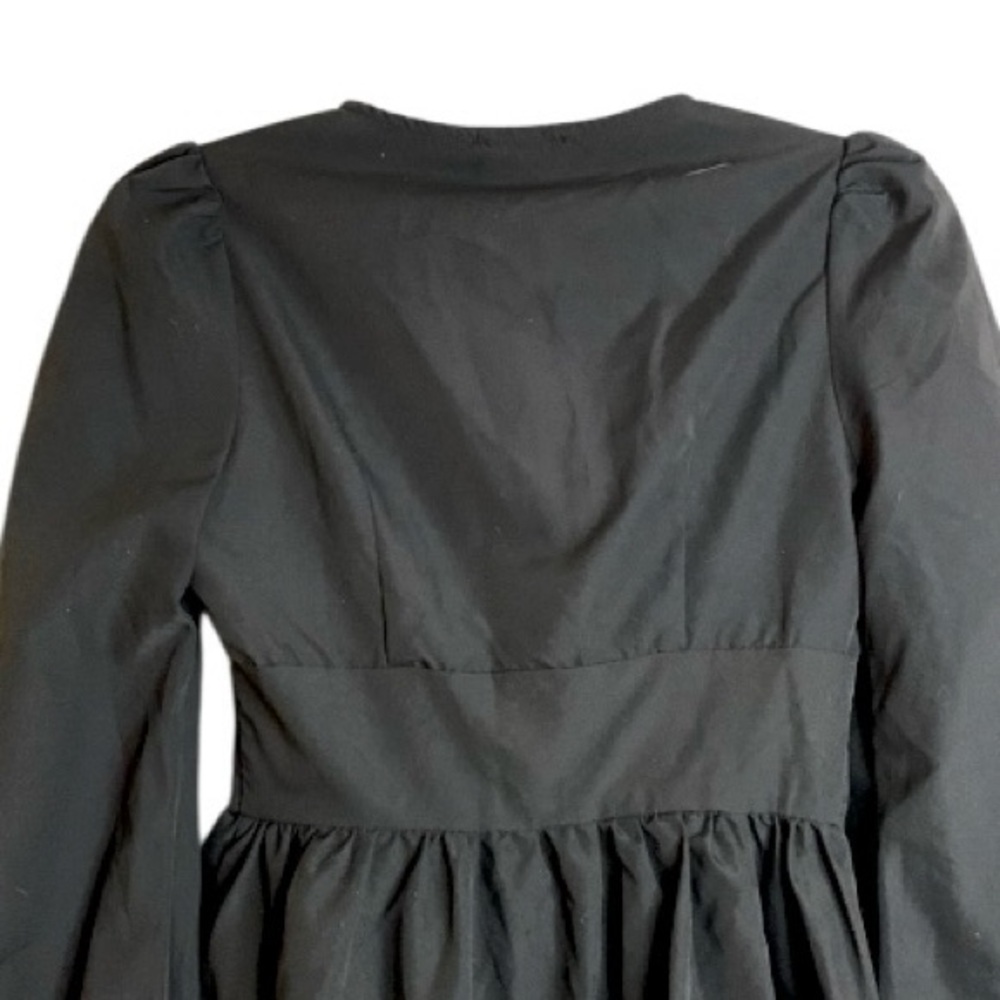 Victorian Goth Dress Empire Waist Button Front Puff Sleeve Witchy Dark Mori L - Picture 5 of 8
